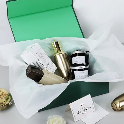 UoeRing 6 Pcs Green Gift Box Large 11.5x8x4 Inch with Magnetic Lid | Collapsible Luxury Present Box,for Birthday,Christmas Holiday Gift Includes Card,Ribbon,Tissue Paper & Shredded Filler - color: 13.5x11.8x4.7 Inch-Green-Pack of 6