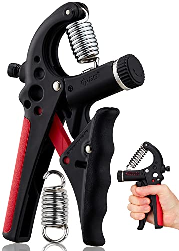 GD Grip2 Hand Grip Strengthener (Grip Strength Trainer) Adjustable Gripper (22~77lbs) Forearm and Wrist Exerciser Strengthener for grip Strength - color: RED