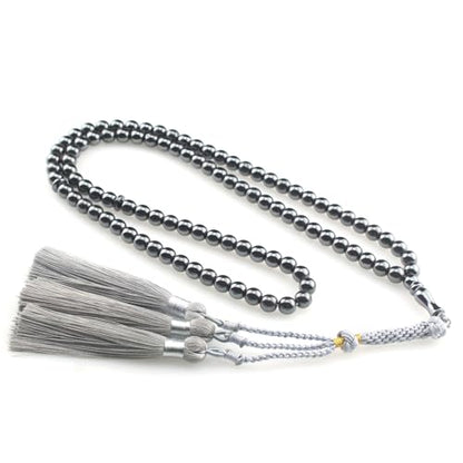 Muslims Islamic Dhikr Tasbeeh 99 Tasbih Prayer Beads, Hematite Beads with Tassel
