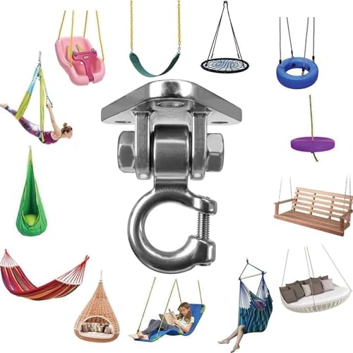 Stainless Steel Heavy Duty Swing Hanger - 180° Silent Swivel,1000LB Capacity, for Hammock Chair, Porch Swing, Punching Bag, Yoga Swing, Rust-Proof 304 Steel, Easy Install Kit (1-Pack) - size: 1 Pack