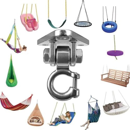 Stainless Steel Heavy Duty Swing Hanger - 180° Silent Swivel,1000LB Capacity, for Hammock Chair, Porch Swing, Punching Bag, Yoga Swing, Rust-Proof 304 Steel, Easy Install Kit (1-Pack) - size: 1 Pack