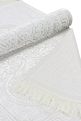 ihvan online, Soft Plush Lux Velvet Muslim Prayer Rug | Thick Janamaz | Sajadah | Soft Islamic Prayer Rug | Islamic Gifts | Prayer Carpet Mat, Elegant, Color: Cream - color: Cream