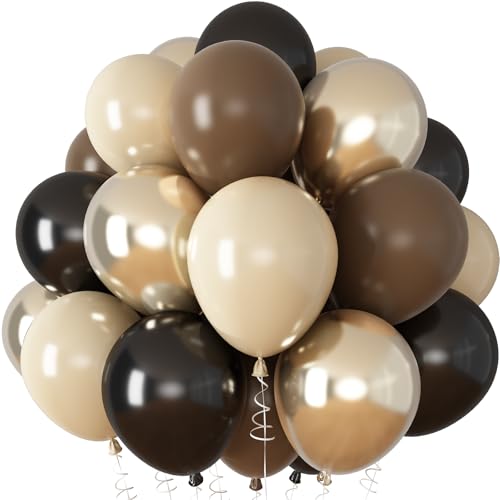 Brown Black Gold Balloons 12 Inch Neutral Balloons for Cowboy Western Party - color: Brown Black Gold