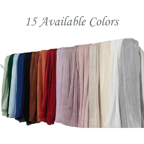Women Premium Hijab Head Scarf Lightweight Shimmer Scarves Crepe Wedding Shawls and Wraps for Evening Dresses Shiny - color: Off White 15#