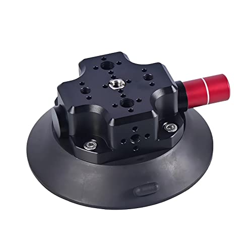 MIMIRACLE Camera Suction Cup Mount 4.5" Heavy Duty Pump Vacuum Mount -Black | Compatible with Action Cameras & DSLR, Heavy Duty Suction Grip for Car, Glass and Smooth Surfaces, 132lb Vertical Hold - color: Black
