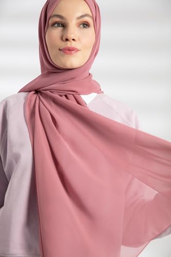Chiffon Hijab Scarf For Women - Made in Turkiye - color: Dusty Rose