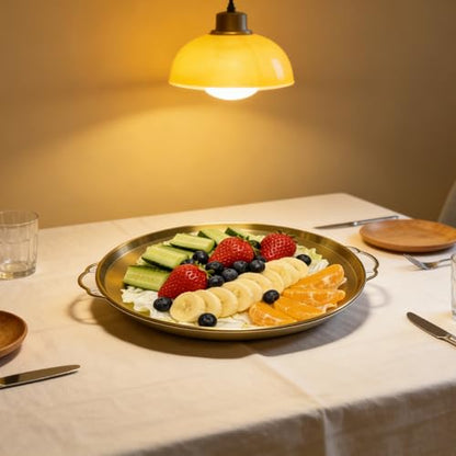 Golden Chilled Serving Tray for Parties 11.8" Compartments Ice Bowl Keeps Food Fruit Dish Cold Platter for Vegetable Seafood Shrimp Cocktail Appetizer Oysters Cheese - color: Golden