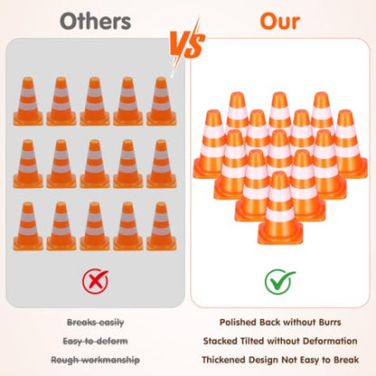 30Pcs Mini Traffic Cones, 1in Mini Cones Orange Small Roadblock Construction Signs, Tiny Traffic Toys Training Scene Roadblocks, Multifunctional Race Decor Building Theme Cars Party Favors
