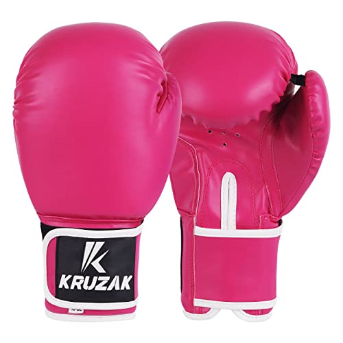 Kruzak Plain Boxing Gloves for Sparring, Kickboxing, Muay Thai, Martial Arts & MMA Fighting - Men & Women Punch Bag Mitts Training and Focus Pads Punching - color: Pink, size: 16 oz