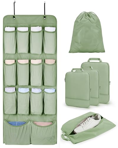 BAGSMART Hanging Compression Packing Cubes 6 Set Cruise Travel Essentials - color: Forest Green