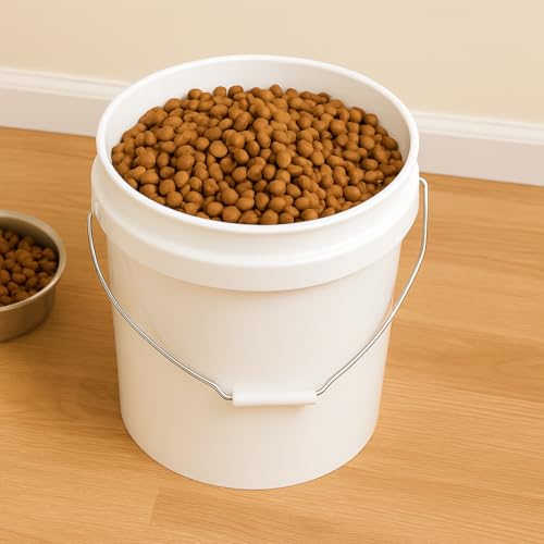 5 Gallon Utility Bucket 2-Pack – Durable Plastic Round Pails with Comfort Grip Handle, Multipurpose Cleaning and Storage Containers, White