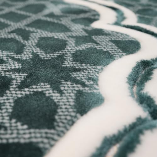 Modefa Muslim Prayer Rug - Large Plush Velvet - Andalus Teal Blue | For Islamic prayers, salah. For men or women; thick plush soft praying mat - color: Blue