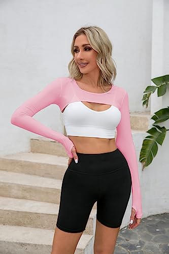 Cooling Shawl Arm Sleeve Sun Protection Women's tops for Golfing,Riding,Driving - color: Pink, size: Small