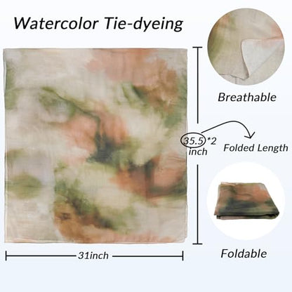 Printed Hijab for Women Printing Hijab Scarf for Women Muslim Islamic Prayer Clothes 1pc Muslim Women's Khimar - color: Rustic Green