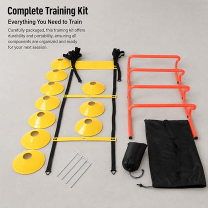 Agility Ladder Speed Training Kit, Soccer Training Equipment Set, PP Rung Agility Ladder Synthetic Disc Cones with Storage Bag - style: training set type a Training S