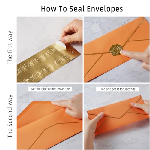100 Pack #10 Business Envelopes with Gold Stickers, Dark Orange - color: Dark Orange