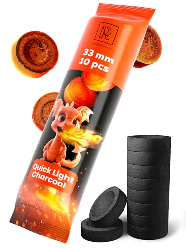 10 pcs Charcoal Tablets for Incense - Hookah Charcoal Hookah Coals for Hooka - Quick Light Charcoal Tablets - 33 mm Premium Quality Incense Charcoals Discs - 10 Charcoal for Incenses Burning - color: 10 Pcs Quick Light Coals
