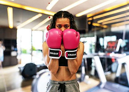 Kruzak Plain Boxing Gloves for Sparring, Kickboxing, Muay Thai, Martial Arts & MMA Fighting - Men & Women Punch Bag Mitts Training and Focus Pads Punching - color: Pink, size: 14 oz