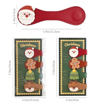 4PCS Christmas Leather Magnetic Bookmarks Set, Festive Xmas Book Markers for Reading Women & Men, Holiday Reading Accessories for Book Lovers，Adults & Kids, Unique Christmas Stocking Stuffers - style: Christmas