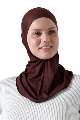 ihvan online, Hijab Undercap, Full Neck Coverage Under Scarf Hijabs, Head Coverings for Women, Muslim Stretchy Sports Turban - color: Light Brown