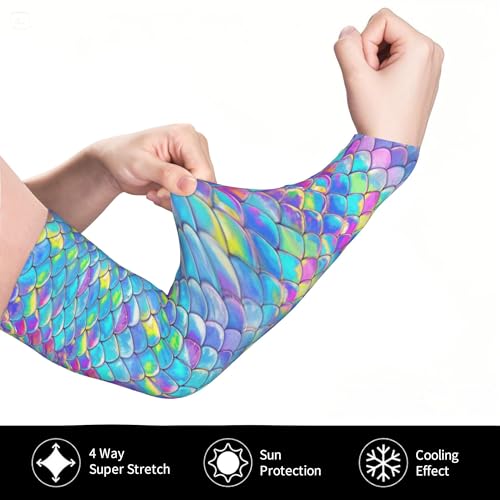 Arm Sleeves Outdoor Garden Sports Cooling Sun Sleeve for Women Men Farm - color: Mermaid