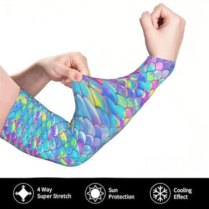 Arm Sleeves Outdoor Garden Sports Cooling Sun Sleeve for Women Men Farm - color: Mermaid