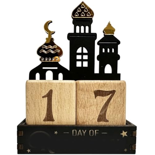 Ramadan Advent Calendar Wooden Block Countdown Calendar, Table Decorations for Home Muslim Islamic Eid Mubarak Decor, Ramadan Gift for Family