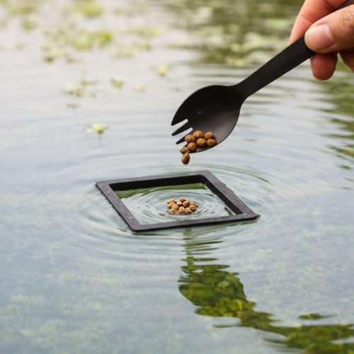 Floating Fish Feeding Ring Set, Square, 3 Sizes, Aquarium Decoration Interception Tool for Duckweed Control and Food Spread Prevention, with Spoon, Guppy Friendly