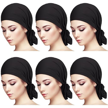 Syhood Slip on Pre Tied Head Scarves for Women - color: Black
