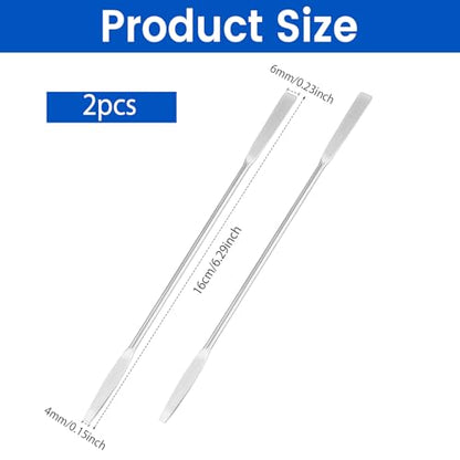 2Pcs Stainless Steel Lab Spatula, Micro Square/Round End Spatula, Lab Laboratory Mini Double-Ended Spatula, 6.2inch