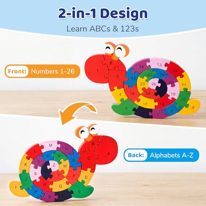 LovesTown Wooden Snail Jigsaw Puzzle, Double Sided - size: Medium, style: Snail
