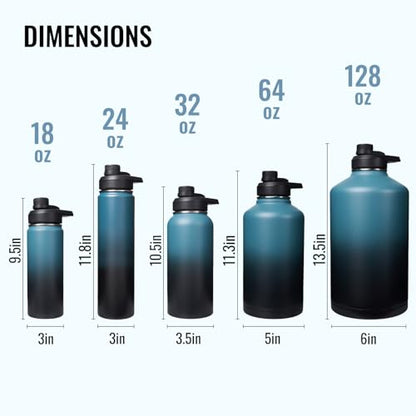 Fijinhom Insulated Water Bottle with Handle, 304 Stainless Steel Water Bottles with Wide Mouth, Double Wall Vacuum Sports Water Bottle, BPA Free, Keep Cold and Hot, 18 Ounces, Blue&Black - color: Blue/Black, size: 18 Ounces