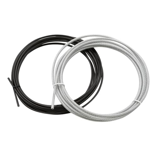 Premium Spare Speed Rope Cables, Jump Rope Replacement Cables Set | 2 x Steel Ropes 2.5mm & 3mm, 2 x Cable Protector | Pro Jump Rope: Fitness, Crossfit, Boxing, MMA | UK Brand