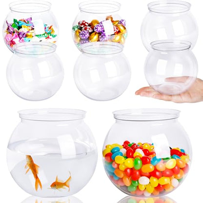 8 Pcs Plastic Fish Bowl 26 oz Round Clear Fishbowl Fish Tank Unbreakable Vases Bowls Transparent Aquarium for Candy Goldfish Home Decoration Table Centerpieces