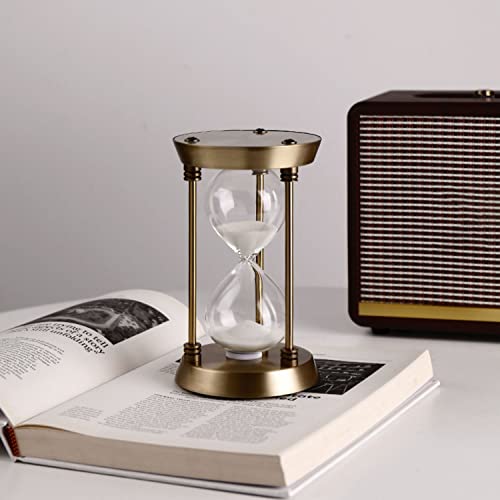 Sand Timer 15 Minutes,Hour Glass,Metal Vintage Hourglass,Hourglass Decor,for Home Decoration Office Desk Wedding Party Decor Kitchen Timer (White Sand) - color: E White Sand, size: 15 Min