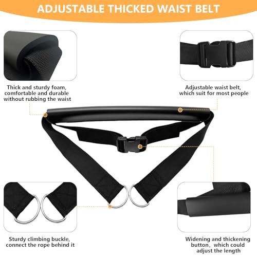 Sled Pulling Belt Set, Adjustable Waist Training Belt with Pulling Rope for Strength Agility Power Training to Help Full Body Building - size: 6.6ft