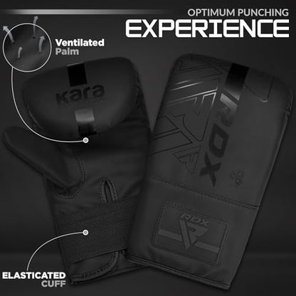 RDX Boxing Pads and Bag Gloves Set, Maya Hide Leather Kara Hook and Jab Training Pads, Curved Focus Mitts for MMA, Muay Thai, Kickboxing Coaching, Martial Arts, Punching Hand Target Strike Shield - color: BLACK