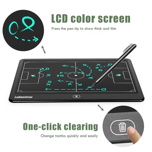 Electronic Soccer Coaching Board - 16 inch LCD Soccer Tactics Board | With Stylus Pen, Soccer Coach Gifts, Training Equipment - size: 9"W x 12"H