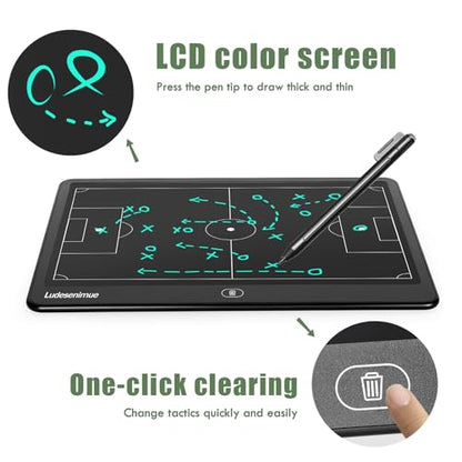 Electronic Soccer Coaching Board - 16 inch LCD Soccer Tactics Board | With Stylus Pen, Soccer Coach Gifts, Training Equipment - size: 9"W x 12"H