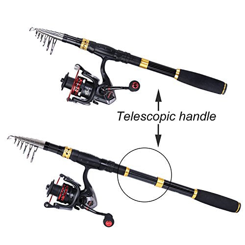 Sougayilang Fishing Rod Reel Combo with Telescopic Fishing Pole Spinning Reel Carrier Bag for Travel Saltwater Freshwater Fishing - size: 5.91 ft, style: B-full Kits With Carrier Case-style 2