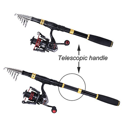 Sougayilang Fishing Rod Reel Combo with Telescopic Fishing Pole Spinning Reel Carrier Bag for Travel Saltwater Freshwater Fishing - size: 5.91 ft, style: B-full Kits With Carrier Case-style 2