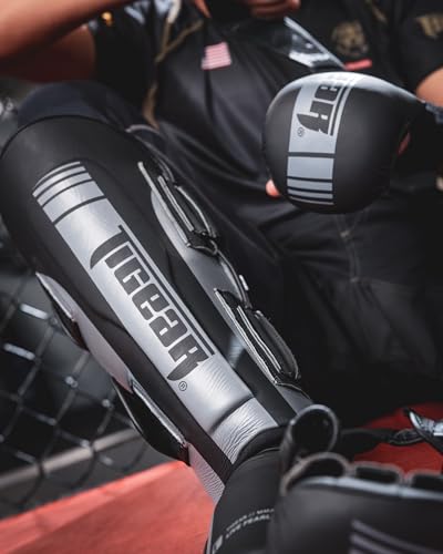 Tigear X4 Slate Shin Guards - MMA, Muay Thai, Martial Arts Shin Instep Guard for Training and Sparring, Pro Cage Fighter, Shin Protection MMA - size: YL/AXS