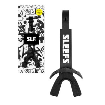 SLEEFS X Black Football Mouth Guard - Lip/Mouthguard with Helmet Strap - Lip/Teeth Protector Mouthpiece - Moldable - for Youth/Adults, Men & Women Mouth Guard, Maximum Air Flow, Lacrosse, All Sports - color: Black
