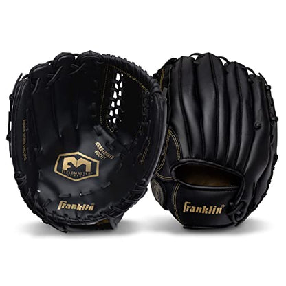 Franklin Sports Field Master Baseball + Softball Glove - Field Master Adult + Youth Baseball + Softball Mitt - Men's + Women's Gloves - color: Black/Gold, style: 12" - Trapeze Web