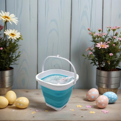 SAMMART 2.6L (0.68 Gallon) Super Mini Sqare Collapsible Plastic Bucket - Foldable Square Tub - Portable Fishing Water Pail - Space Saving Outdoor Waterpot (1, Bright Blue) - color: Bright Blue