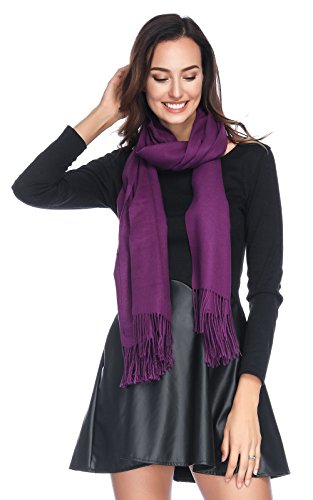 Pashmina Shawl Wraps Scarves Evening Dresses Wedding Bridesmaid for Women - color: Deep Purple