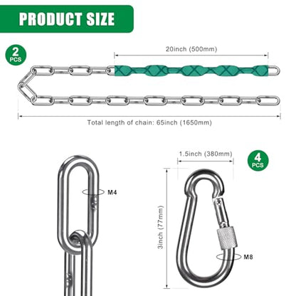 SELEWARE Heavy Duty Swing Hanging Kit: 1000LB Capacity Stainless Steel Swing Chains + Ceiling Mount with Swivel Hook for Hammocks, Punching Bags, Yoga Swings & Playground Sets