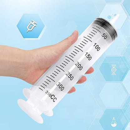 300ml 350ml Syringe with 27.6" Tube and Needle 14G 1.5”, Large Plastic Syringe Individually Packaged for Glue Dispensing, Labs, Watering, Refilling - style: 350 ml