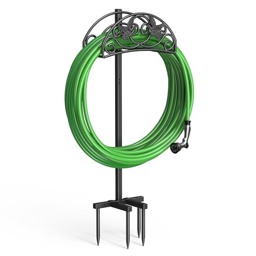 Garden Hose Holder, Detachable Metal, Heavy Duty Freestanding Outside | Water Hose Holder Stand Garden Hose Reel Rack and Hose Storage Organizer for Outside Yard