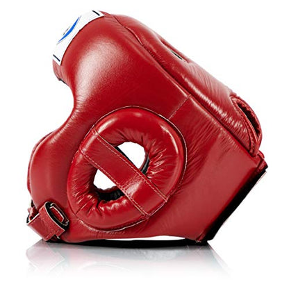 Fairtex HG6 Full Head Guard, Muay Thai Sparring Helmet Protective Headgear - color: Red, size: Medium